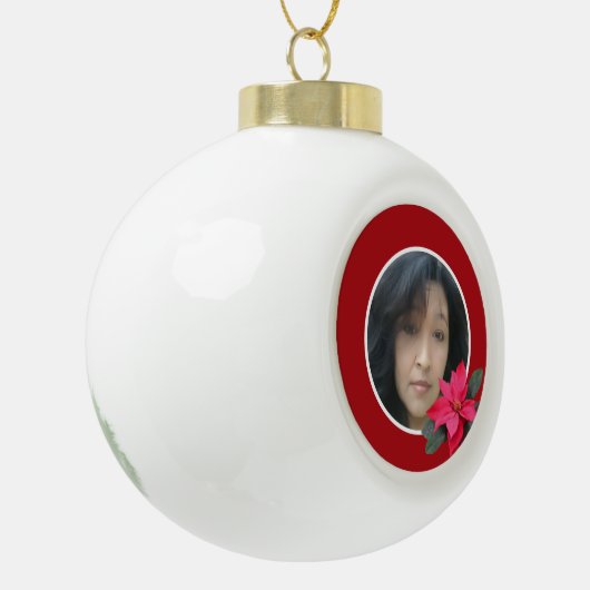 Boule En Céramique Single Poinsettia Design (Gauche)