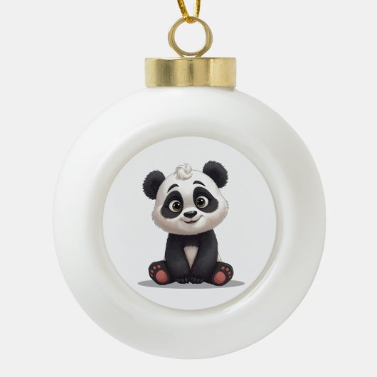 Boule En Céramique Sitting Panda Bear Cartoon Illustration Artwork (Devant)