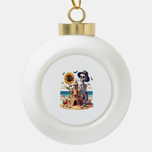 Boule En Céramique Skeleton cool à la plage (Devant)