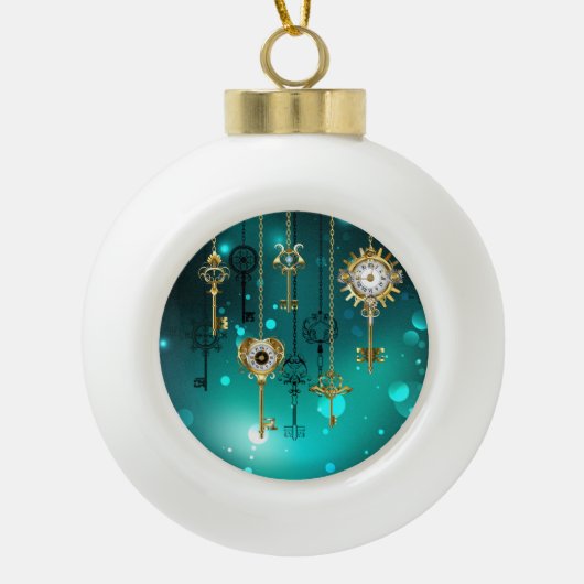 Boule En Céramique Skeleton Keys on Green Background (Devant)