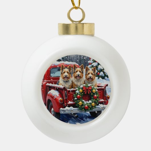 Boule En Céramique Skye Terrier Christmas Red Truck Holiday (Devant)