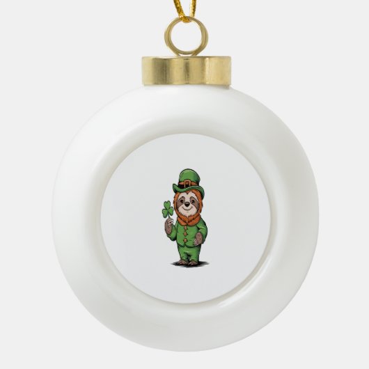 Boule En Céramique Sloth St Patrick's Day Irish Lucky (Devant)