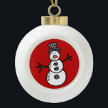 Boule En Céramique Snowman<br><div class="desc">Illustration pour Christmas with cute, smiley snowman decoration. C'est possible to change the background color and to add different one to the design with your choice.</div>