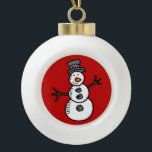 Boule En Céramique Snowman<br><div class="desc">Illustration pour Christmas with cute,  smiley snowman decoration. C'est possible to change the background color and to add different one to the design with your choice.</div>