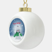 Boule En Céramique Snowman avec une écharpe verte (Droite)