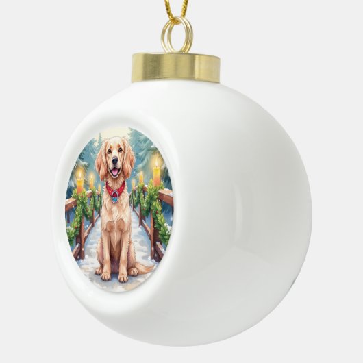 Boule En Céramique Snowy Bridge Boykin Spaniel Christmas Art (Droite)