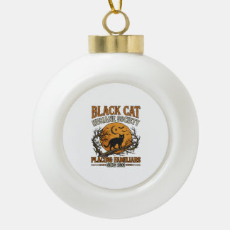 Boule En Céramique Société humanitaire du chat noir Halloween pleine