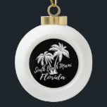 Boule En Céramique South Beach Miami Floride Palm Trees Beach<br><div class="desc">South Beach Miami Floride Palm Trees Ornement de Noël</div>