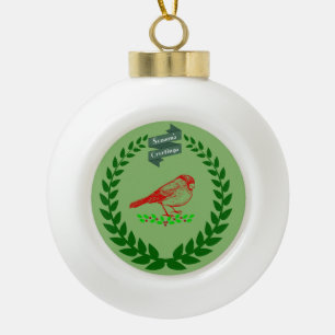 Boule En Céramique Sphère de bienvenue de Noël Couronne de houx Cardi