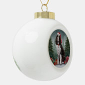 Boule En Céramique Springer Spaniel Chien dans la neige Noël (Gauche)