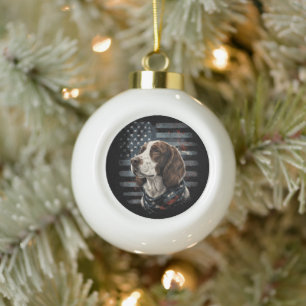 Boule En Céramique Springer Spaniel Chien Drapeau Américain