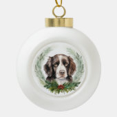 Boule En Céramique Springer spaniel Noël Wreath Festive Pup (Devant)