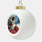 Boule En Céramique St. Bernard Winter Picnic Christmas Painting (Droite)