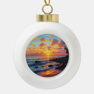 Boule En Céramique Style vintage Hawaii Travel Coast Sea Sunset