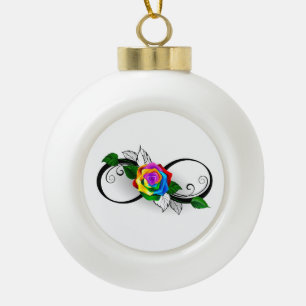 Boule En Céramique Symbole d'infini avec rose arc-en-ciel