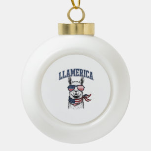 Boule En Céramique T-Shir à gravure vintage lama patriotique Llameric