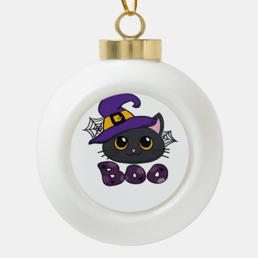 Boule En Céramique T-shirt classique de l'équipage Boo d'Halloween (Devant)