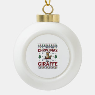 Boule En Céramique T-shirt de Noël drôle avec girafe et traîneau