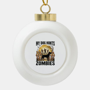 Boule En Céramique T-shirt Halloween Vintage Chien de Chasse aux Zomb
