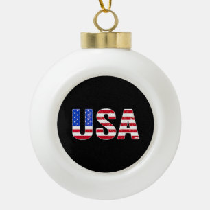 Boule En Céramique T Shirt USA Drapeau Américain Patriotique Hommes F