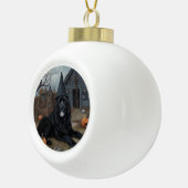 Boule En Céramique Terre-Neuve Citrouille Halloween effroi (Droite)