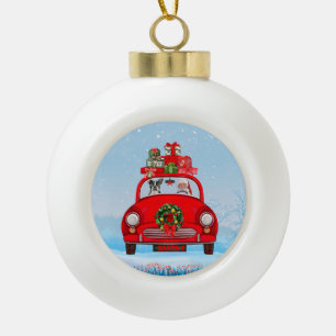 Boule En Céramique Terrier de Boston dans une voiture avec le Père No