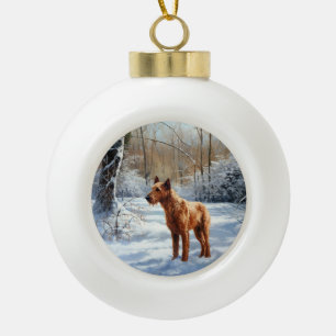 Boule En Céramique Terrier Irlandais Laissez Tomber la Neige Noël