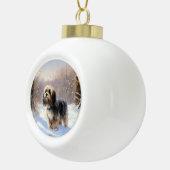 Boule En Céramique Terrier Tibétain Laissons Il Neige Noël (Droite)
