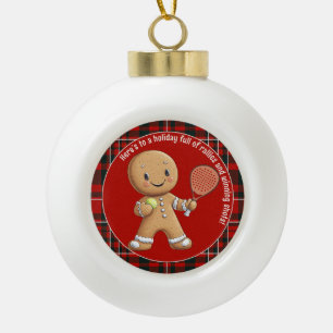 Boule En Céramique 🎾🎄Texte personnalisé, Noël propulsé par le Padel