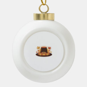 Boule En Céramique Thanksgiving Pilgrim Casquette - Automne Harvest D
