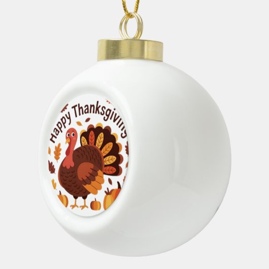 Boule En Céramique Thanksgiving Turquie - Automne Vacances Classic Ov (Droite)