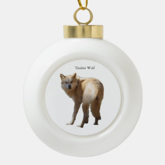 Boule En Céramique Timber Wolf ornament