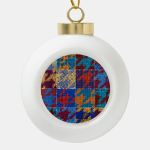 Boule En Céramique Toile de Patchwork : imitation motif vintage.