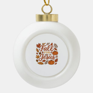 Boule En Céramique Tomber Pour Jésus Automne Citrouille Foi Chrétienn