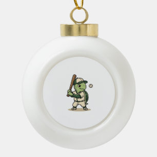 Boule En Céramique Tortue Mignonne Batteur de Baseball Art Vectoriel