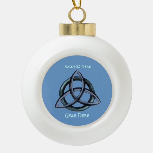 Boule En Céramique Triquetra (bleu) (Devant)