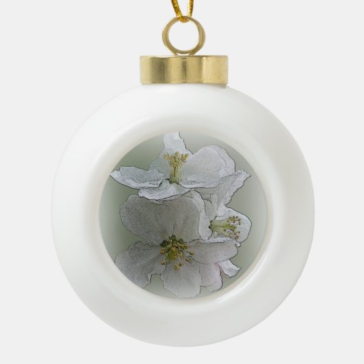 Boule En Céramique trois fleurs blanches (Devant)