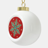 Boule En Céramique Turquoise Red Gold Snowflake (Droite)