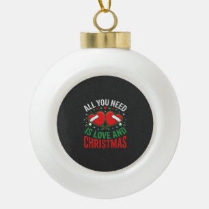 Boule En Céramique Typographie de chapeau de Père Noël d'amour de Noë