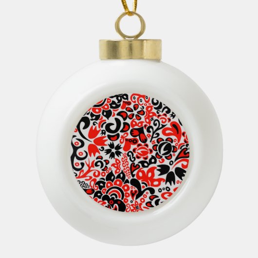 Boule En Céramique Ukrainian ethnic folk art floral pattern absrtact (Devant)