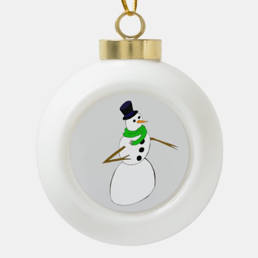 Boule En Céramique un bonhomme de neige (Devant)