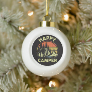Boule En Céramique Un campeur heureux tout-petit garçon drôle camping