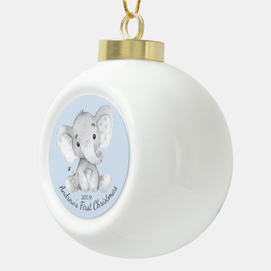 Boule En Céramique Un petit bébé éléphant mignon Noël (Droite)
