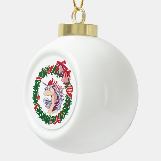Boule En Céramique Unicorne magique de Noël (Droite)