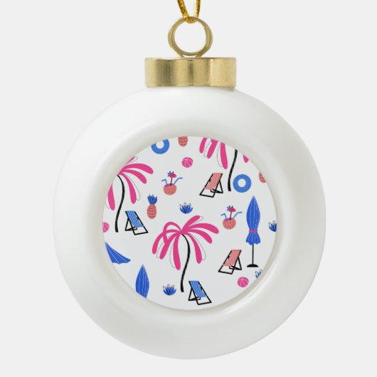Boule En Céramique Vacances d'été : Palm Trees Ananas Motif (Devant)