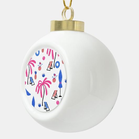 Boule En Céramique Vacances d'été : Palm Trees Ananas Motif (Droite)