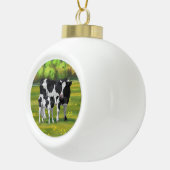 Boule En Céramique Vache Holstein et veau mignon en pâturage d'été (Droite)