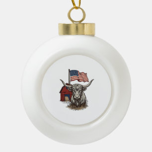 Boule En Céramique Vache Longhorn Patriotique et Conception Vectoriel