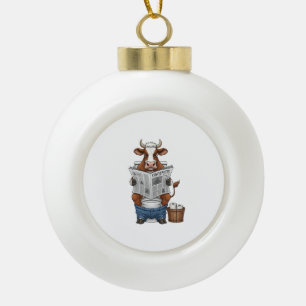 Boule En Céramique Vache sur toilettes PNG, drôle d'animal de ferme