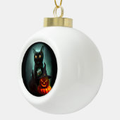 Boule En Céramique Vampire Chat et Assistant Citrouille Halloween Sur (Droite)
